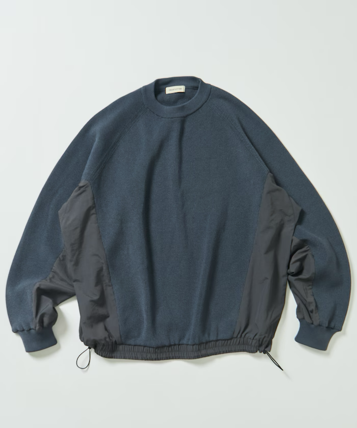 Freak's Store / Relaxed fit, mixed material docking crew neck Knit