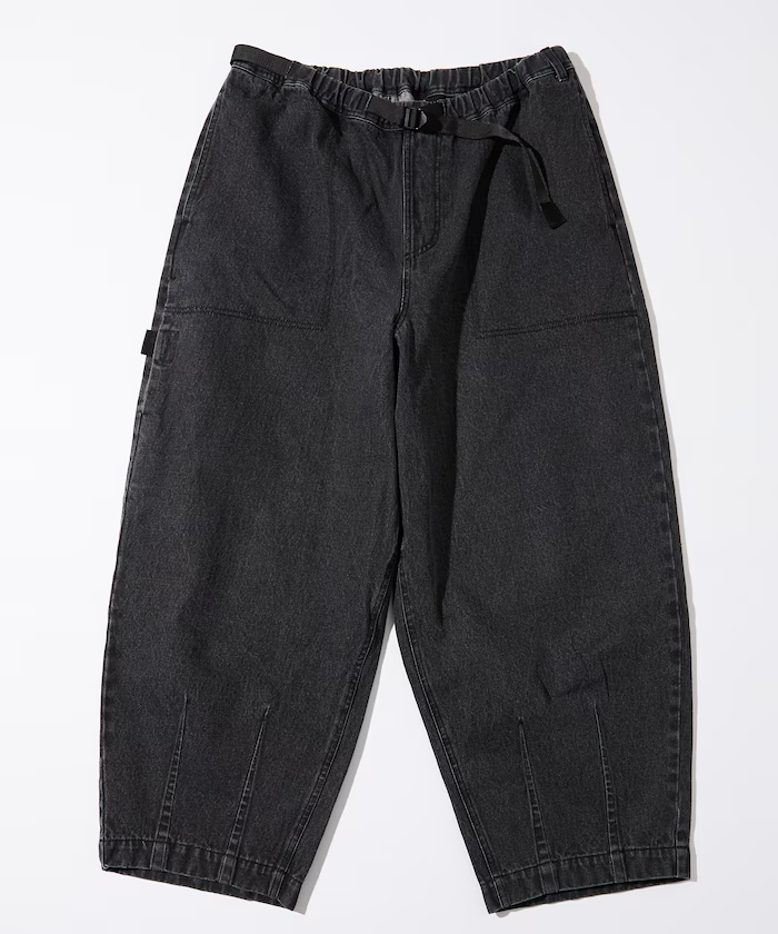 Freak's Store  Loose-fit waving Belt cropped Denim pants