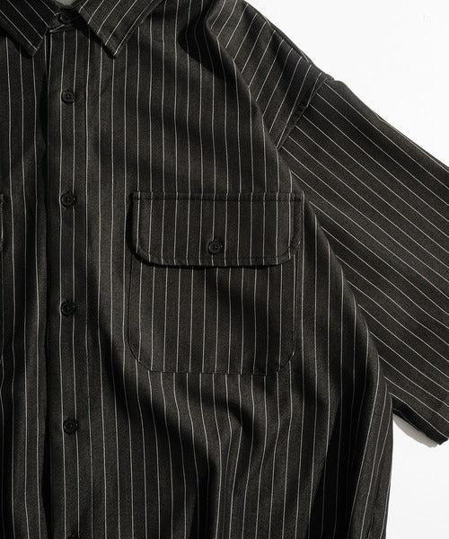 WETTEMPT / DUNGAREE STRIPE DRAW CORD SHIRT /ダンガリーストライプドローコードシャツ