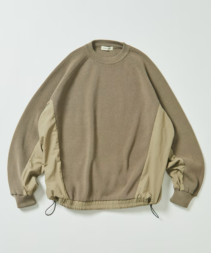 Freak's Store / Relaxed fit, mixed material docking crew neck Knit