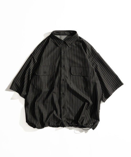 WETTEMPT / DUNGAREE STRIPE DRAW CORD SHIRT /ダンガリーストライプドローコードシャツ