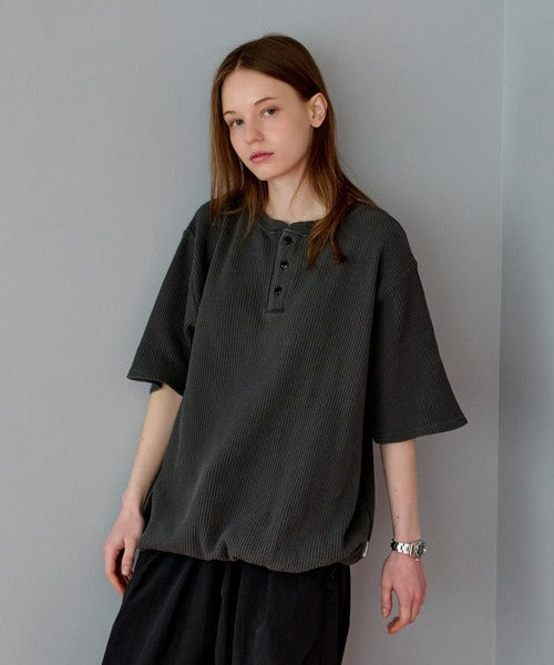WETTEMPT / HENRY NECK PIGMENT WAFFLE TEE / ヘンリーネックピグメントワッフルT