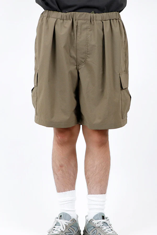 is-ness / BAMBOO SHOOTS x is-ness / Seersucker Cargo Shorts-Olive Shell