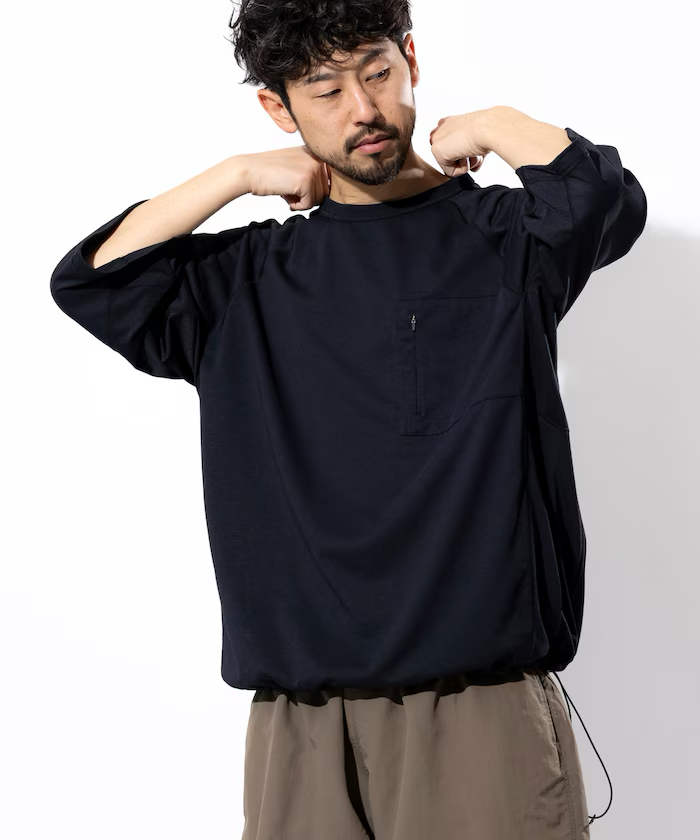 Freak's Store / AIRDRY High-performance Material Rashguard Big Silhouette Crew Neck Spindle T-shirt/Cool to the touch/Heat shielding/UV protection/Moisture wicking/Quick drying