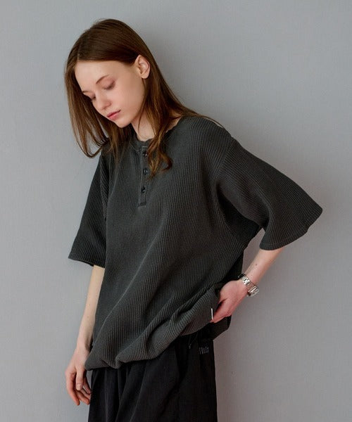 WETTEMPT / HENRY NECK PIGMENT WAFFLE TEE / ヘンリーネックピグメントワッフルT