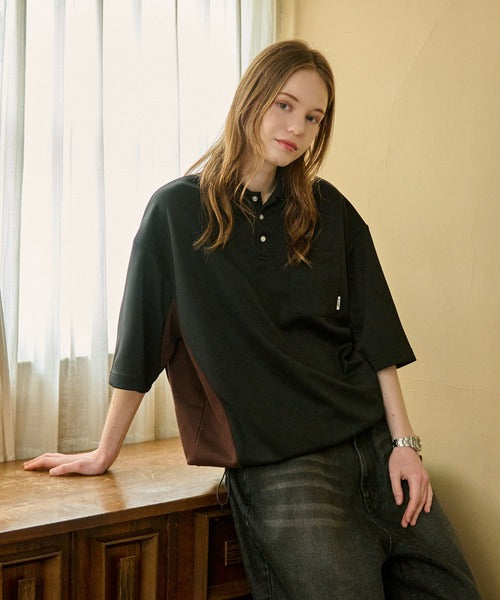 WETTEMPT / SIDE SWITCHING MOSS STITCH POLO SHIRT / サイド切り替え鹿の子ポロシャツ