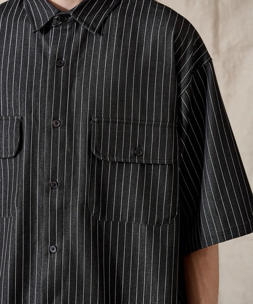 WETTEMPT / DUNGAREE STRIPE DRAW CORD SHIRT /ダンガリーストライプドローコードシャツ