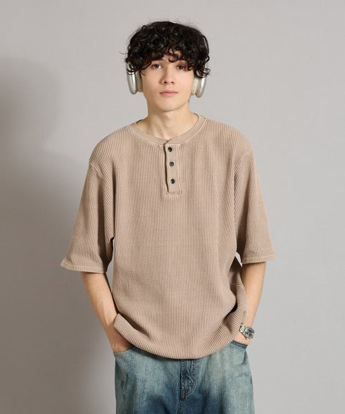 WETTEMPT / HENRY NECK PIGMENT WAFFLE TEE / ヘンリーネックピグメントワッフルT