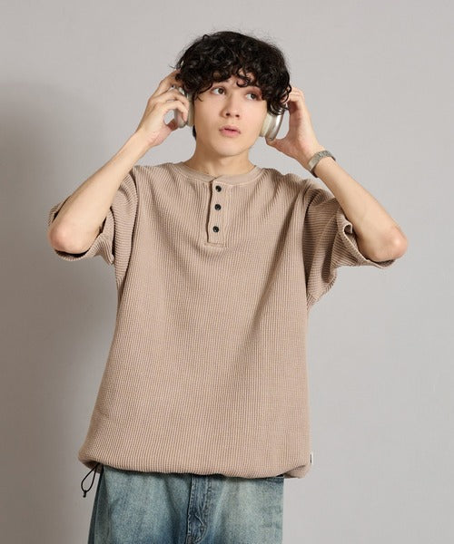 WETTEMPT / HENRY NECK PIGMENT WAFFLE TEE / ヘンリーネックピグメントワッフルT