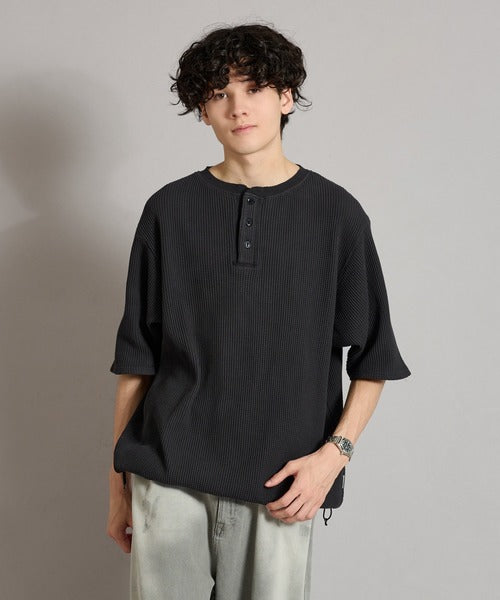 WETTEMPT / HENRY NECK PIGMENT WAFFLE TEE / ヘンリーネックピグメントワッフルT