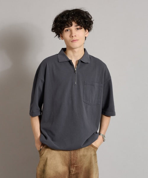 WETTEMPT / HALF ZIP PIGMENT POLO / ハーフジップピグメントポロ