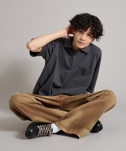 WETTEMPT / HALF ZIP PIGMENT POLO / ハーフジップピグメントポロ