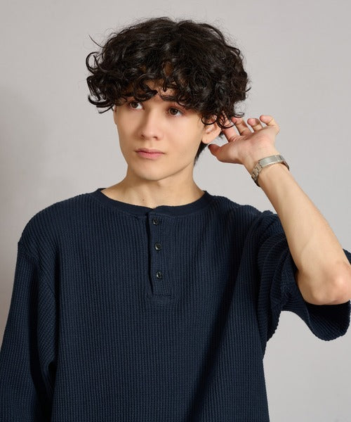 WETTEMPT / HENRY NECK PIGMENT WAFFLE TEE / ヘンリーネックピグメントワッフルT