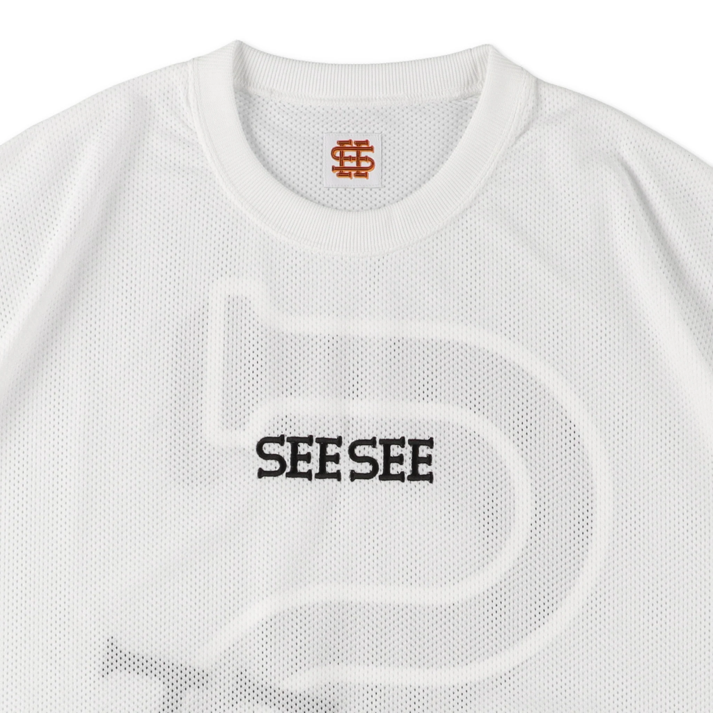 SEE SEE 【4-1】SEE SEE SUPER BIG ROUND MESH TEE【WHITE】