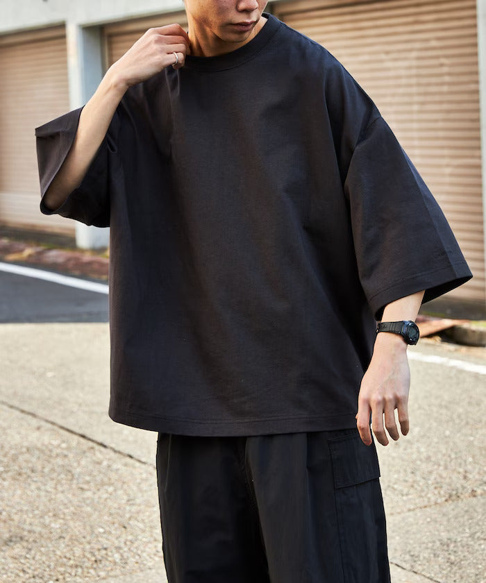 24SS CHOW DOWN / Big Silhouette One Point Embroidery Crew Neck T-shirt Wide Silhouette