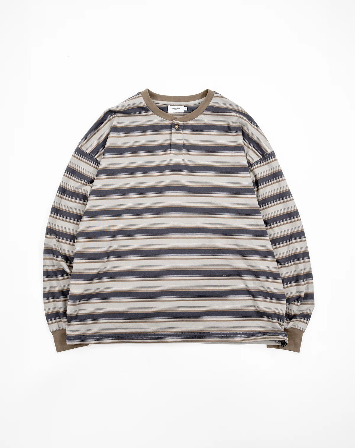 BLUETOWN TOKOY Drawstring Henley Border T-shirt